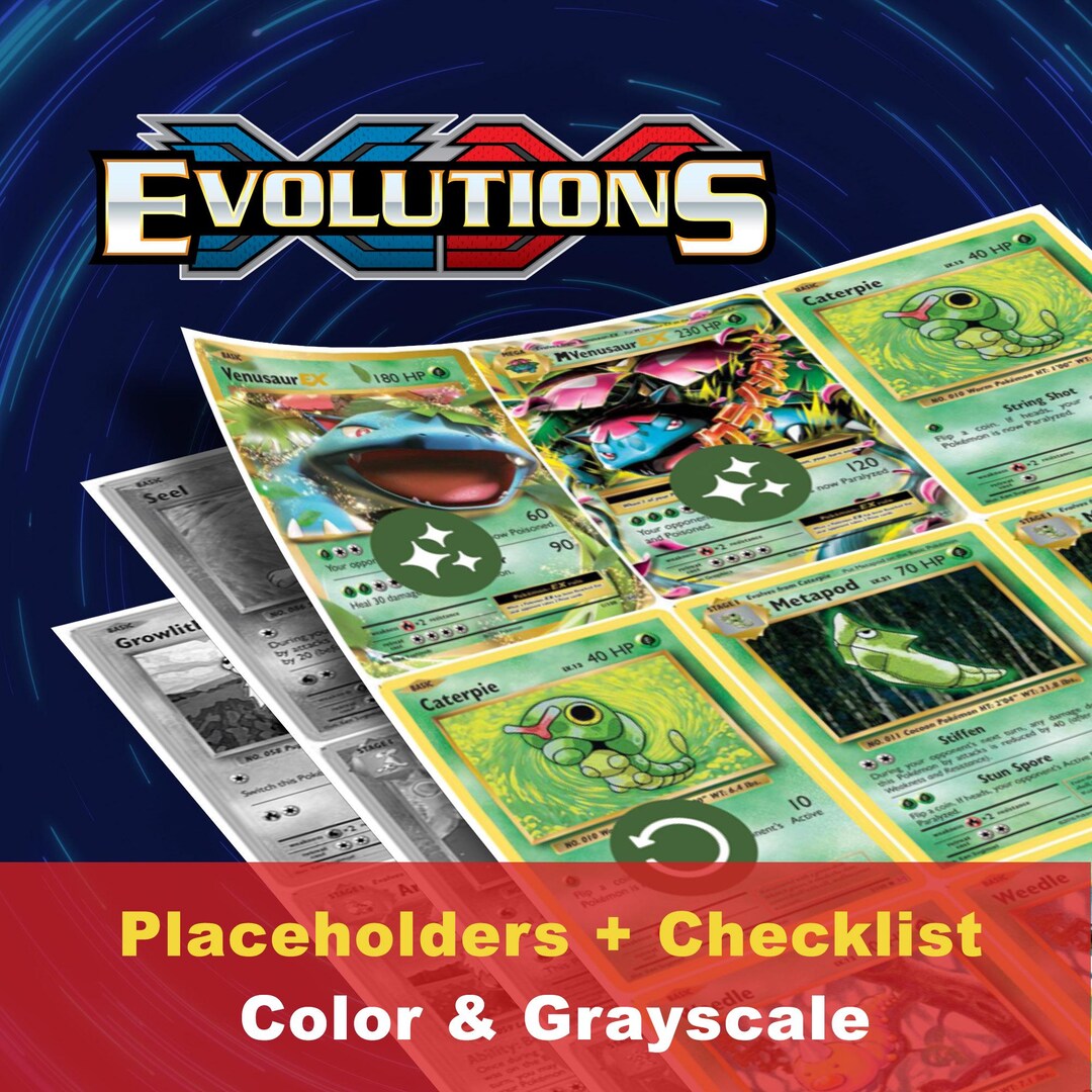 XY: Evolutions Placeholders, Printable Master Set, Pokemon Binder ...