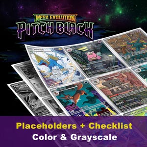 Mega Evolution: Pitch Black Placeholders, Printable Master Set Binder Inserts + Checklist (Digital Download)