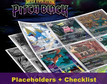 Mega Evolution: Marcadores de posición en negro intenso, insertos para carpeta maestra imprimibles + lista de verificación (descarga digital)