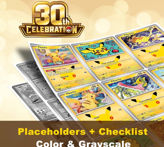 Pokemon 30th Celebration Placeholders — Master Set Inserts + Checklist
