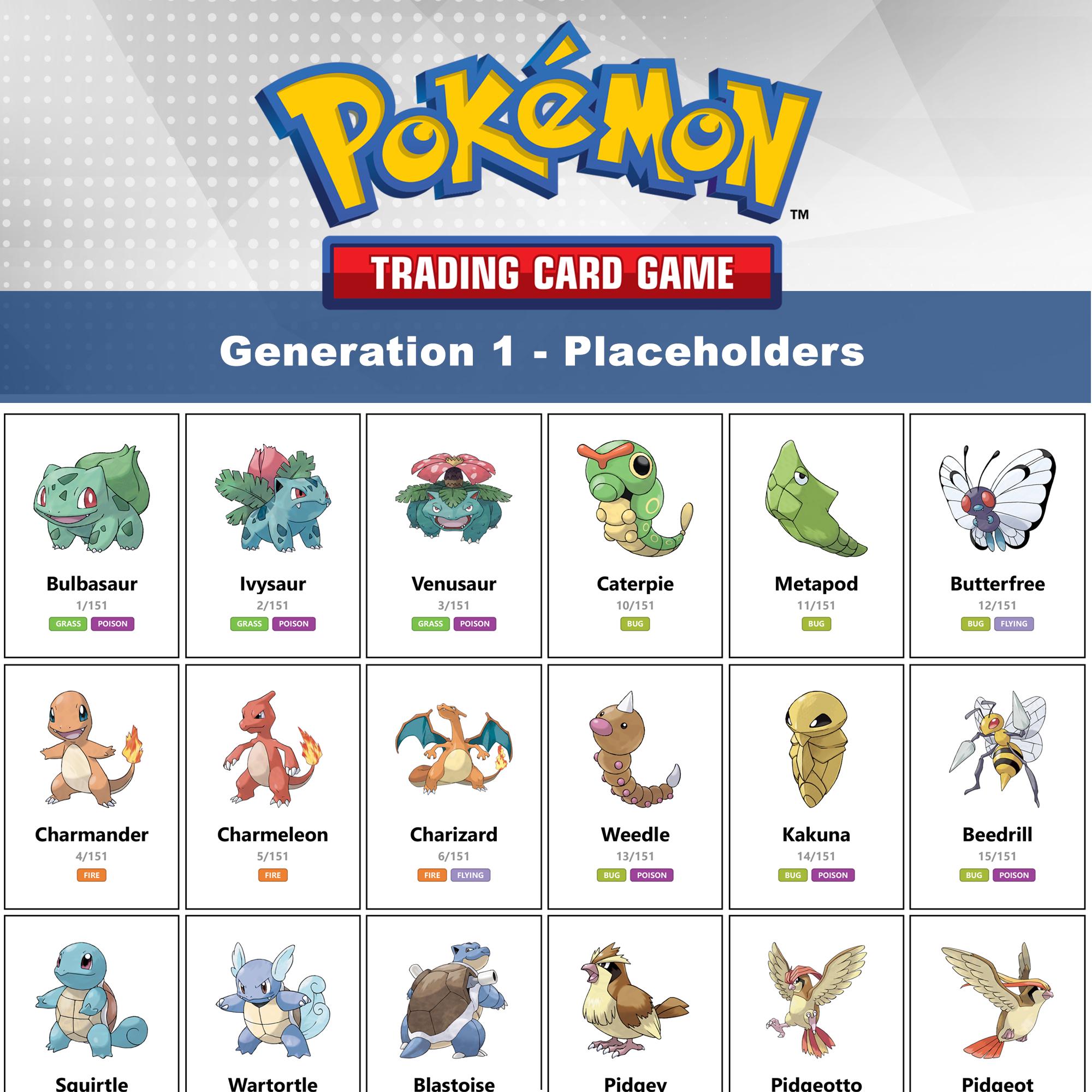 Printable Pokémon Placeholder Pages - Generation 1 Kanto 151