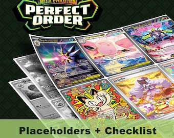 Mega Evolution: Perfect Order Placeholders, Printable Master Set Binder Inserts + Checklist (Digital Download)