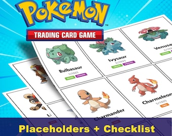 Complete tijdelijke aanduidingen voor Pokédex-maps voor afdrukbare mappen + checklist (digitale download)