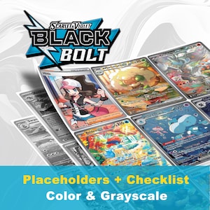 Scarlet & Violet: Black Bolt Printable Placeholders Master and Complete Sets, Pokemon Inserts + Checklist Included