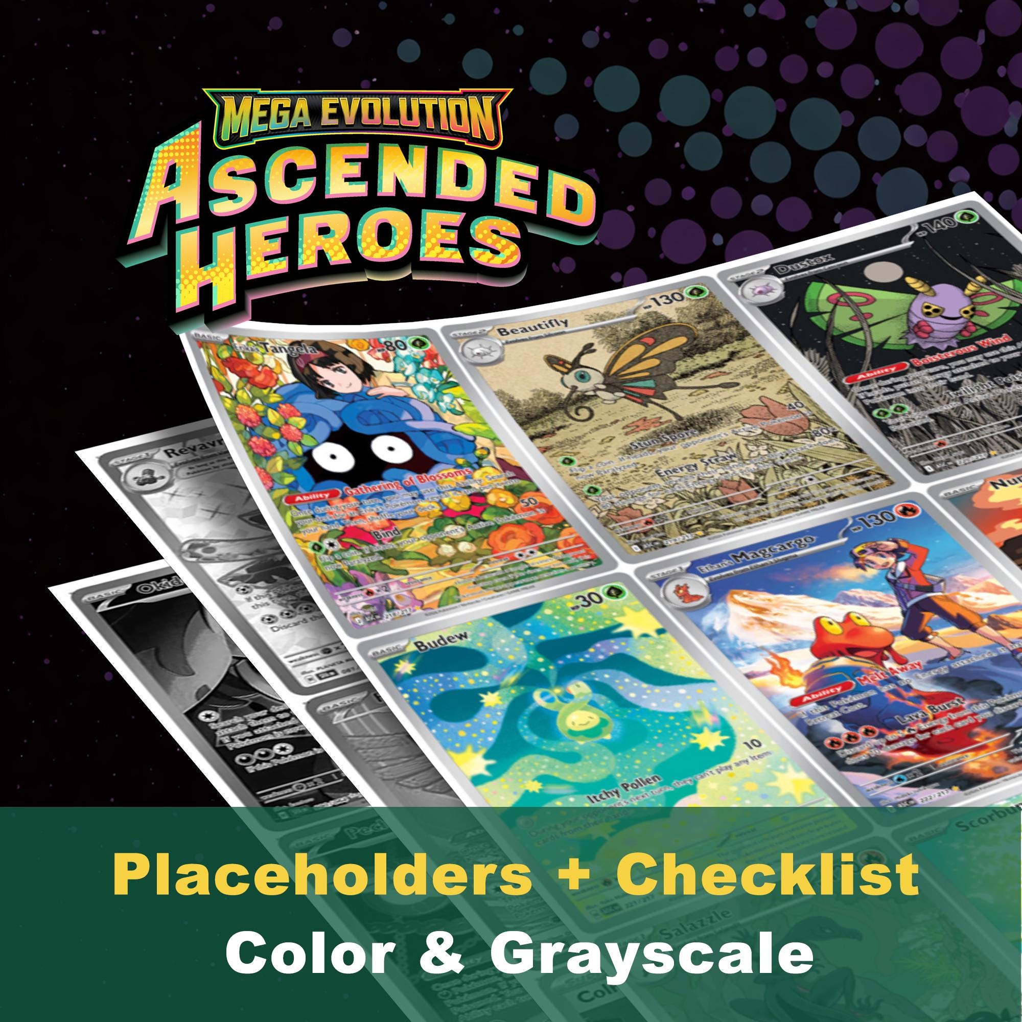 Mega Evolution: Ascended Heroes Placeholders, Printable Master Set