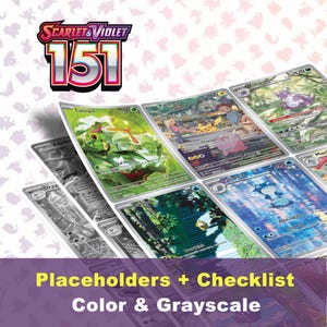 Scarlet & Violet: 151 Printable Placeholders Master and Complete Sets, Printable Pokemon Inserts + Checklist Included