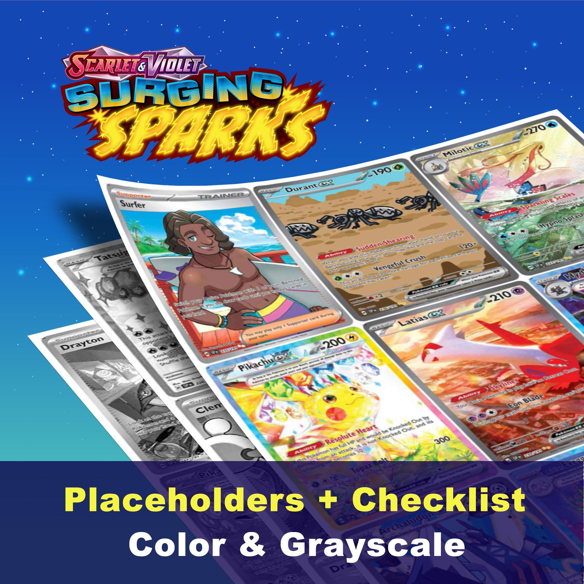 Scarlet & Violet: Surging Sparks Printable Placeholders Master and
