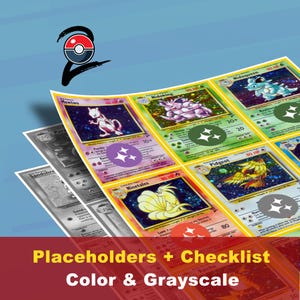 Basset 2 platshållare utskrivbara masterset, Pokémon pärminlägg + checklista