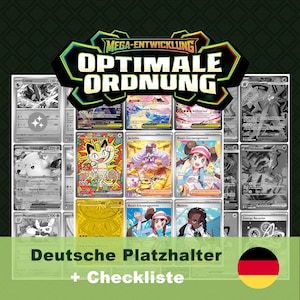 Mega-Entwicklung: Marcadores de posición Optimale Ordnung Nombres alemanes, Conjunto maestro imprimible, Insertos de carpeta de Pokémon + Lista de verificación