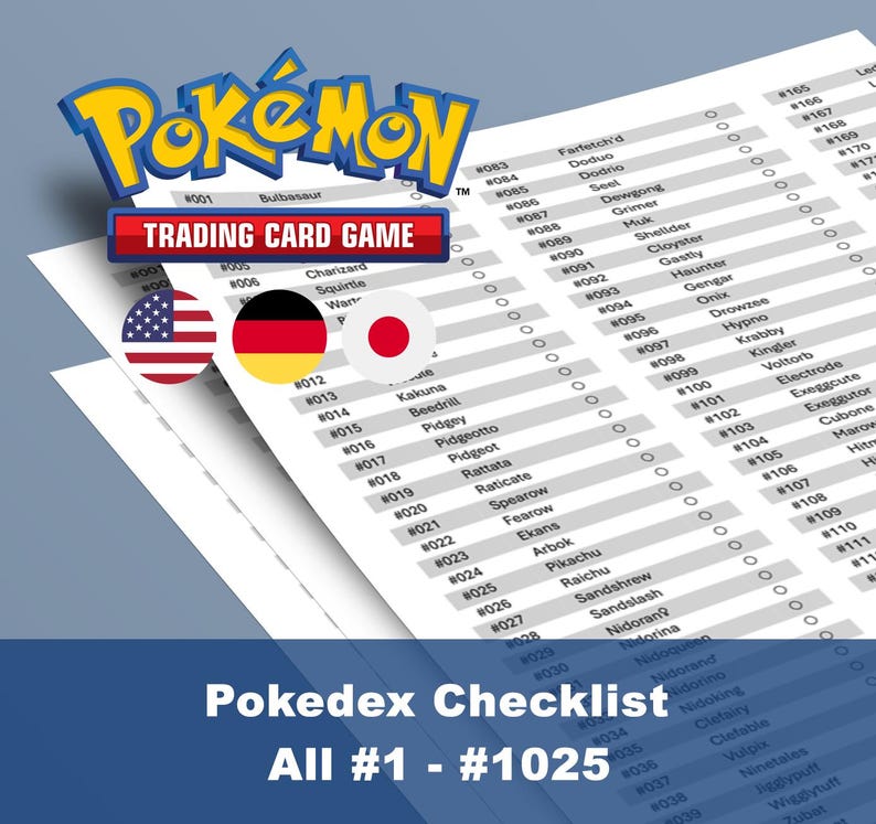 1052 Pokemon Checklist.pdf Pokédex Printable Checklist, All 1025 Pokemon - English, German and ...