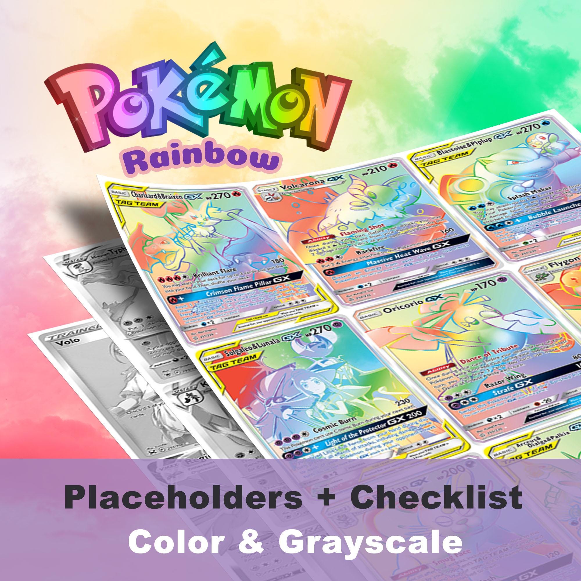 Rainbow Rare Placeholders, All English Cards, Printable Pokemon
