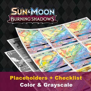 Sun & Moon: Burning Shadows Placeholders, Printable Master Set, Pokemon Binder Inserts + Checklist (Digital Download)