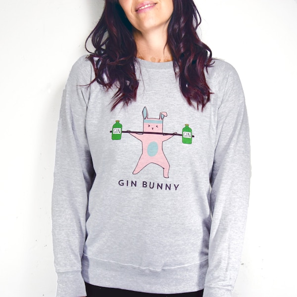 Gin Bunny Womens Sweatshirt, Activewear, Gym Sweatshirt, Gym & Tonic, Gym, Gin Gift, Womens Clothing, Womens Sweater, Gym Gift, Gin Sweater