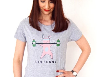 Gin Bunny Womens T-Shirt, Activewear, Gym T-Shirt, Gym & Tonic, Gym, Gin Gift, Womens Clothing, Womens T-Shirt, Gym Gift, Gin T-Shirt, Gin