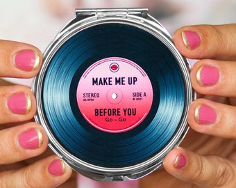 Compact Mirror Gift for Friend, Compact Make Up Mirror, Gift for Friend, Vinyl Record, Best Friend Gift, George Michael, Wham, 80s Child