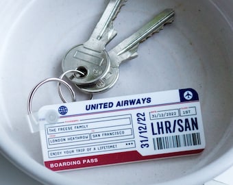 Personalised Boarding Pass, Personalised Travel Gift, Boarding Pass Keyring, Personalised Travel Keychain, Personalised Plane Ticket