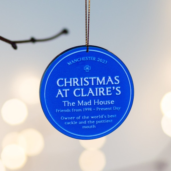 Personalised Blue Plaque Christmas Tree Decoration, Personalised Christmas Tree Bauble, Custom Christmas Tree Decoration, Bespoke Bauble