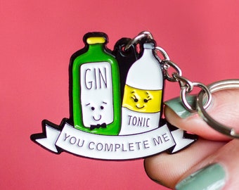 You Complete Me, Gin and Tonic Keyring, Gin Keyring, Best Friend Gift, Gin Gift, Gin & Tonic, Keychain, Friendship Keyring, Gift for Friend