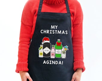 Funny Gin Christmas Apron, Funny Christmas Apron, Gin Stocking Filler, Holiday Apron, Gin Holiday Gift, Secret Santa, Hostess Christmas Gift