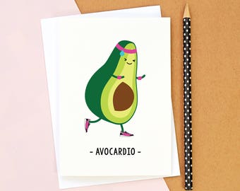 Funny Avocado Card, Vegan Humor, Gym Humor, Blank Card, Best Friend Card, Card for Friend, Avocado, Vegan, Card for Vegan, Funny Vegan Card