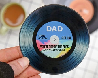 Top of The Pops, Vinyl Record Coaster for Dad, Father's Day Gift, Coaster Gift for Dad, Dad Gift, Vinyl Lover, Record Lover, Music Lover