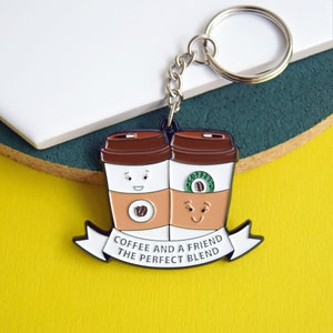 Friendship Keyring, Coffee Keyring, Best Friend Gift, Gift for Friend, Friendship Quote, Coffee Lover Gift, Keychain, Keyring, Gift for Her image 1