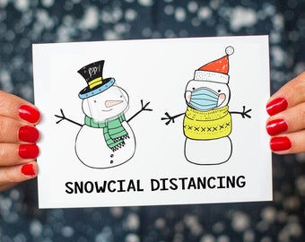 SALE Funny Social Distancing Christmas Card, Funny Holiday Card, Christmas Card, Christmas Card Pack, Pun Christmas Card, Funny Xmas Card