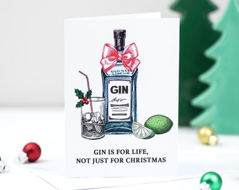 Funny Gin Christmas Card, Gin Christmas Card, Gin Card, Gin, Holiday Card, Card Pack, Christmas Card, Gin is for Life, Gin Holiday Card