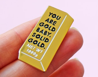Insigne or bébé en émail, épingle en émail, cadeau meilleur ami, cadeau attentionné, broche en or, cadeau pour ami, citation en or massif