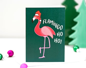 Flamingo Christmas Card, Flamingo, Kitsch Christmas Card, Tropical Christmas Card, Holiday Card, Card Pack, Christmas, Xmas Card, Tropicana