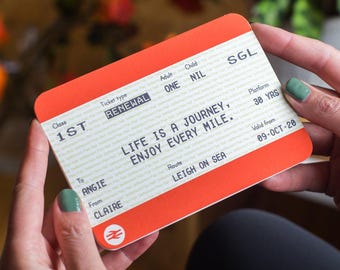 Personalised Train Ticket Birthday Card, Train Ticket, Birthday Card, Personalised Birthday Card, Personalised Train Ticket, Greeting Card