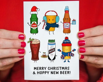 Funny Beer Christmas Card, Funny Christmas Card, Christmas Card For Him, Beer Humour, Funny Holiday Card, New Year Card, Holiday Card Pack