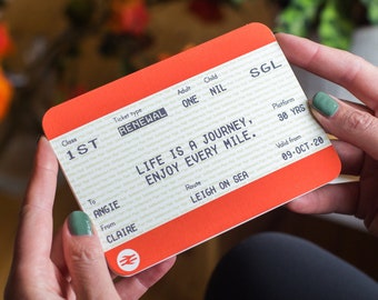 Personalised Train Ticket Birthday Card, Train Ticket, Birthday Card, Personalised Birthday Card, Personalised Train Ticket, Greeting Card