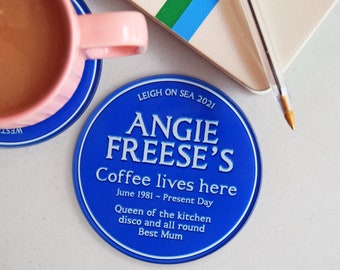 Personalised Blue Plaque Coaster, Blue Plaque Sign, Personalised Coaster, Funny Gift, British, Funny Personalised Gift, Funny Coaster