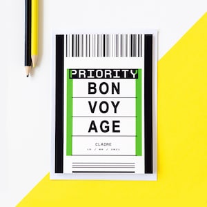 Personalised Bon Voyage Card, Personalised Leaving Card, Bon Voyage, Personalised Luggage Tag, Sorry You're Leaving Card, Good Luck Card