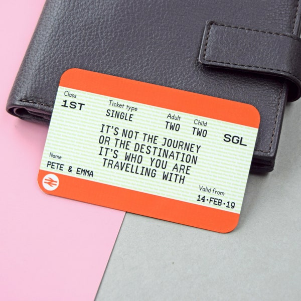 Personalised Train Ticket Wallet Insert, Personalised Train Ticket Memento, Keepsake, Valentine's Gift, Personalised Train Ticket