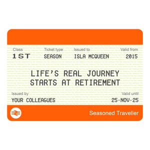 Personalized Retirement Gift, Personalised Train Ticket, Retirement Gift, Retirement Quote, Retirement Gift for Man, Retirement Print, Gift image 3