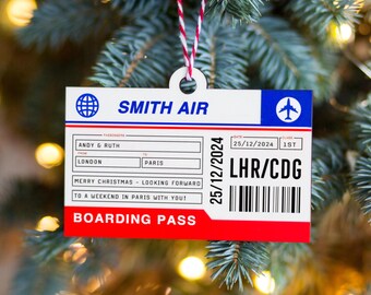 Personalised Boarding Pass Christmas Tree Decoration, Personalised Christmas Tree Bauble, Custom Boarding Pass, Custom Xmas Tree Decoration