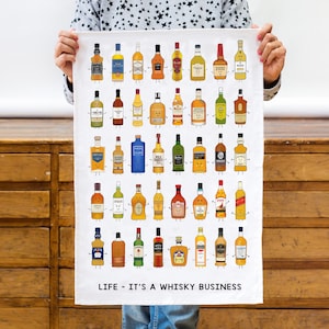 Whisky Collection Tea Towel, Whisky Gift, Whisky Pun, Whisky Montage, Whisky Collection, Whisky Lover Gift, Whisky Decor, Whiskey Gifts