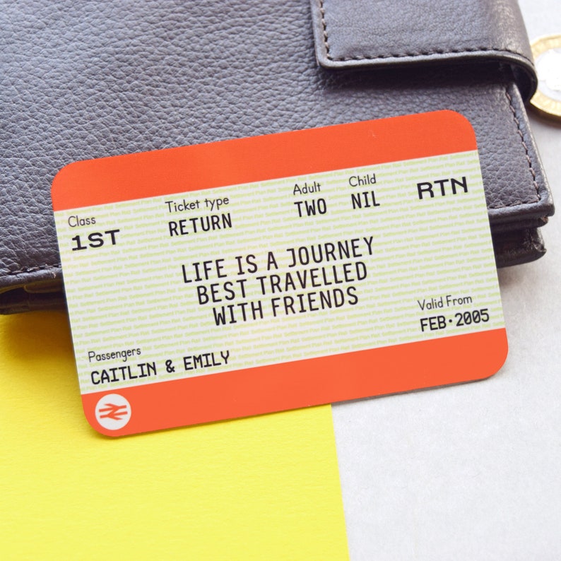 Personalised Train Ticket, Friendship Gift, Best Friend Gift, Wallet Keepsake, Wallet Insert, Token Gift, Personalised Train Ticket, Memento 