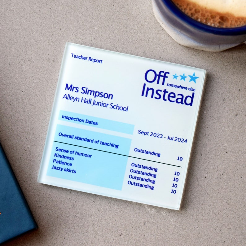 Personalised Ofsted Report Teacher Coaster, Gift for a Teacher ...