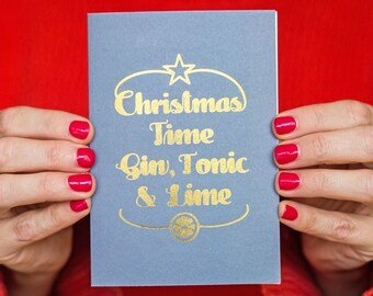Gin & Tonic Christmas Card, Gin Holiday Card, Foiled Christmas Card, Luxury Christmas Card, Gin and Tonic, Christmas Card