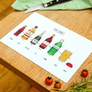 Personalised Drinks Family Chopping Board, Personalised Family Gift, Personalised Cutting Board, Glass Chopping Board