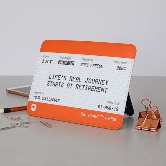 Train Ticket Style Print Framed FULLY ENDORSED Personalised Retirement Gift
