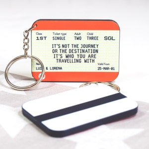 Personalised Keyring, Train Ticket, Keychain, Personalised Valentine's Gift, Valentine's Day, Anniversary Gift, Travel Quote, Love Quote image 6