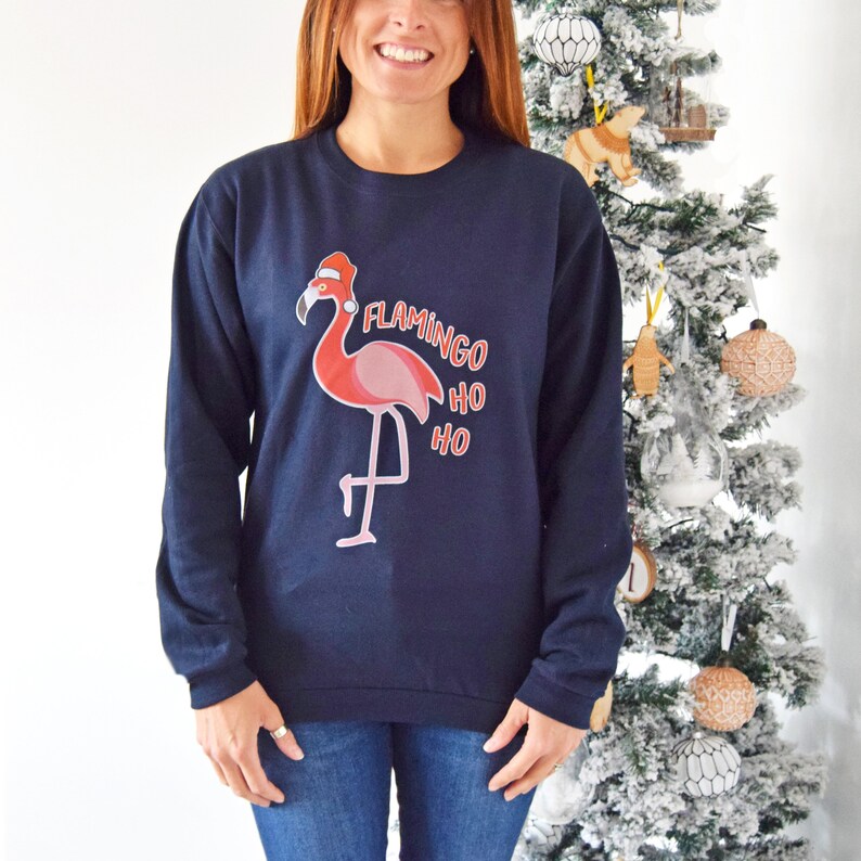 Flamingo Christmas Jumper Flamingo Christmas Sweatshirt Etsy