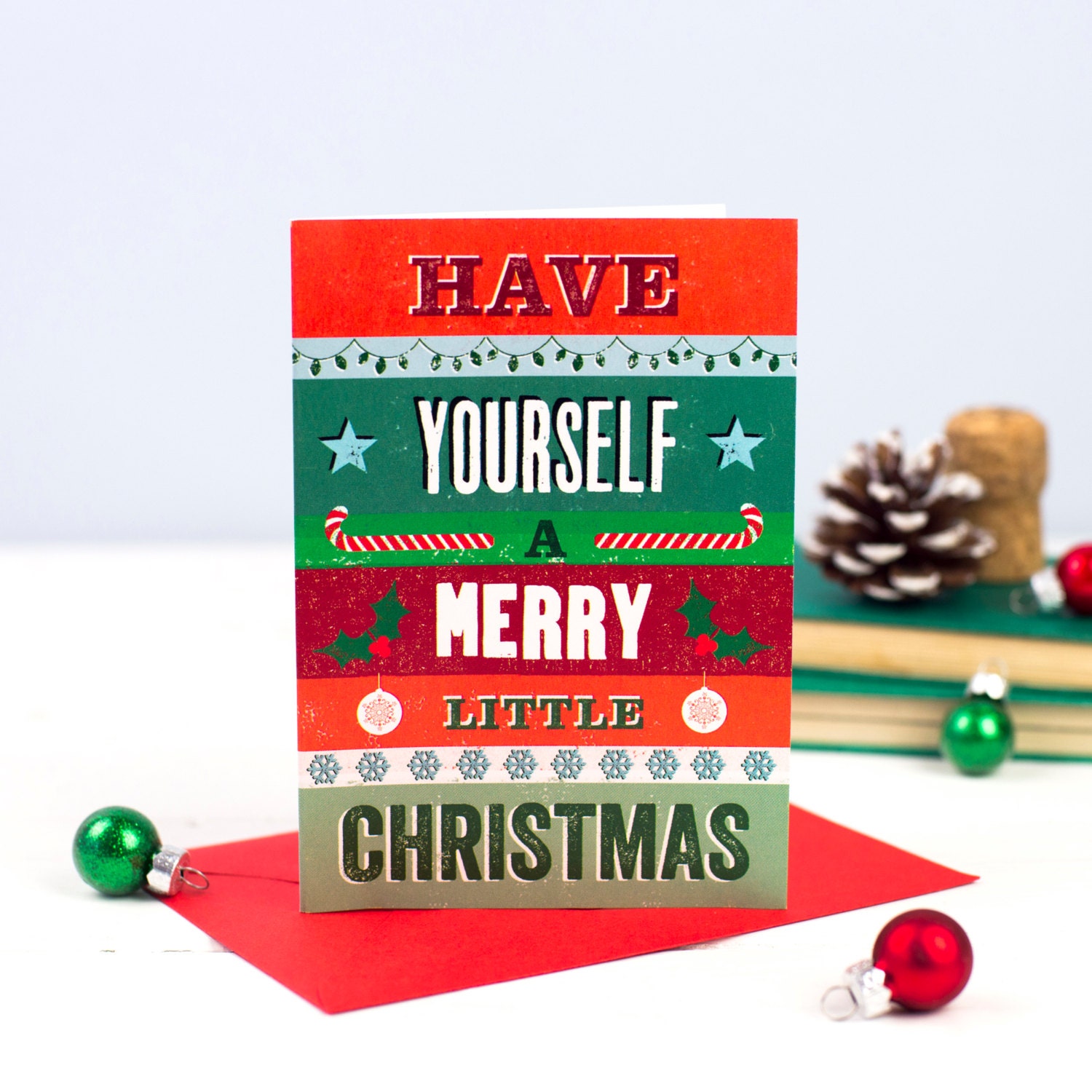 Typographic Christmas Card Vintage Letterpress Style Holiday Etsy