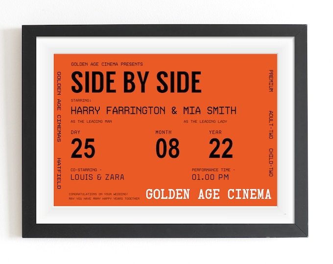 Personalised Cinema Ticket Print, Personalised Movie Ticket, Custom Movie Night Print, Ticket Memento, Movie Lover, Custom Cinema Ticket