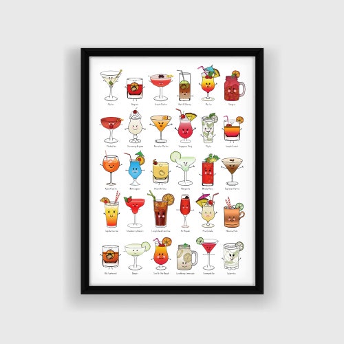 All Star Cocktail Poster and Guide Cocktails Poster and Over | Etsy Canada