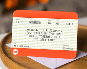 Personalised Train Ticket Wedding Card, Train Ticket, Wedding Card, Personalised Wedding Card, Personalised Ticket, Bride and Groom Card